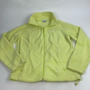 Columbia Yellow Fleece Zip Up Jacket Size Large Cinch waist Zip pockets NWOT